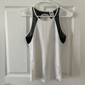 PINK Victoria's Secret White and Black Racerback Tank Top